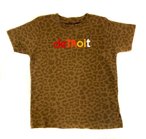 Leopard Print Detroit Rhythm Toddler Tee. Kids T-Shirt, Detroit Baby Tee