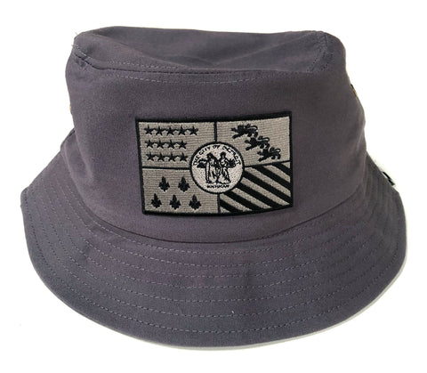 Grey Detroit City Flag Bucket Hat, Blackout Greyscale Patch