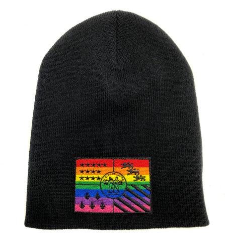 Detroit Pride Flag Beanie, Black Brimless Hat