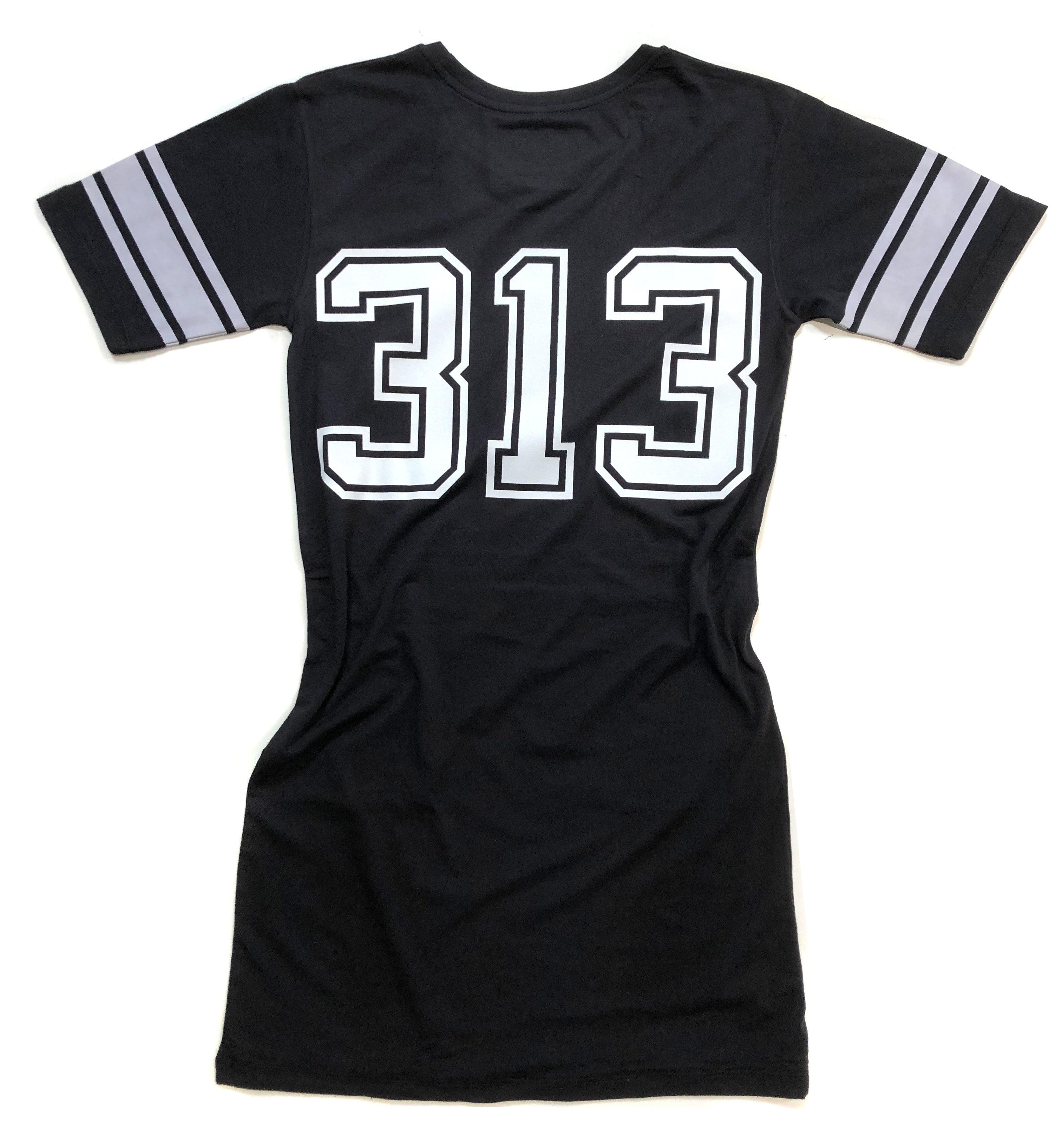 313 Detroit Renaissance Women's T-shirt Dress, Front + Back Print Well Done Goods, by Cyberoptix 313 Detroit Renaissance Women's T-shirt Dress, Front + Back Print Well Done Goods, by Cyberoptix