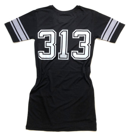 313 Detroit Renaissance Women's T-shirt Dress, Front + Back Print