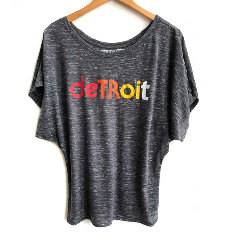Copy of Detroit Rhythm Composer, Loose Fit Vintage Style Women's Batwing Tee. Grey Marble