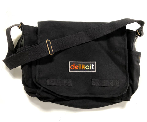 Detroit Rhythm Patch Large Canvas Messenger Bag: Black, Olive or Gray