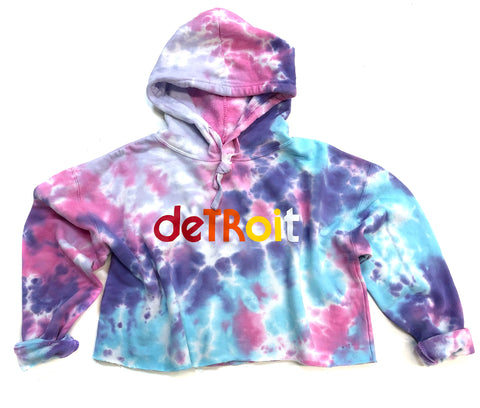 Detroit Rhythm Composer Cotton Sky Tie Dye Cropped Hoodie, Limited Edition