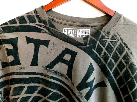Manhole Cover Muscle Tank, Detroit Tire Print. Military Green