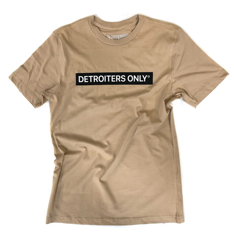 Detroiters Only T-Shirt, 80s Logo Parody. Tan