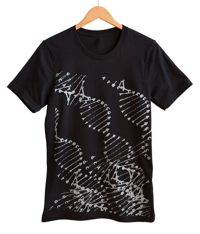 DNA Print Pale Grey on Black T-Shirt, Well Done Goods