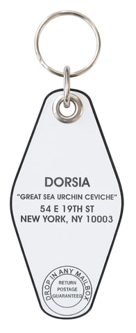 Dorsia Restaurant Motel Style Keychain, American Psycho. Well Done Goods
