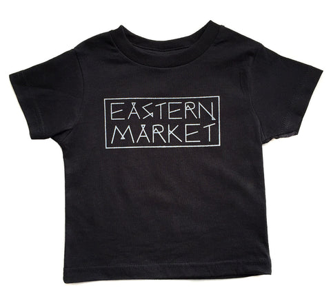 Eastern Market Detroit, Toddler T-Shirt. Silver on black, Well Done Goods