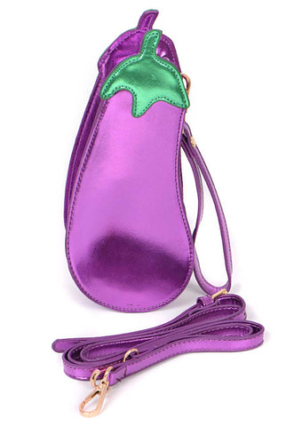 Metallic Eggplant 3D Clutch at Well Done Goods