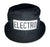 Electro Text Print Black Sun Hat, Shiny Embroidered Patch, Well Done Goods