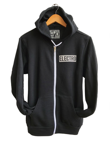 Electro Reflective Patch Zip Hoodie, Unisex Hooded Sweatshirt, Well Done Goods