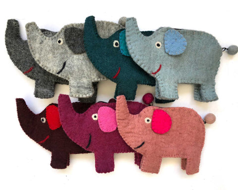 Elephant Wool Felt Zipper Pouches - Fair Trade Craft from Nepal