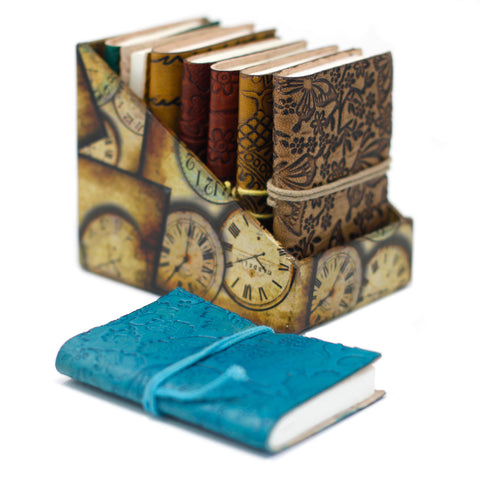 Assorted Color Mini Embossed Leather Notebooks, 4"x3"