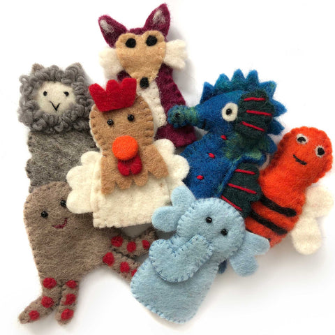 Cute Animal Wool Felt Finger Puppets - Fair Trade Craft from Nepal