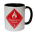 Flammable Liquid Warning Label Print Mug, Fire Hazard Coffee Cup, Well Done Goods