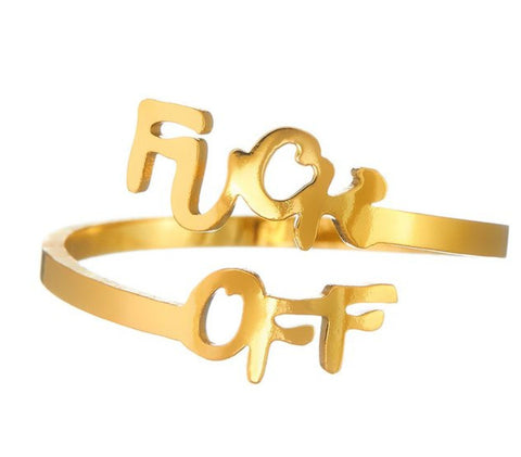 Gold Fuck Off Adjustable Rings, Tiny Fuck Off Ring