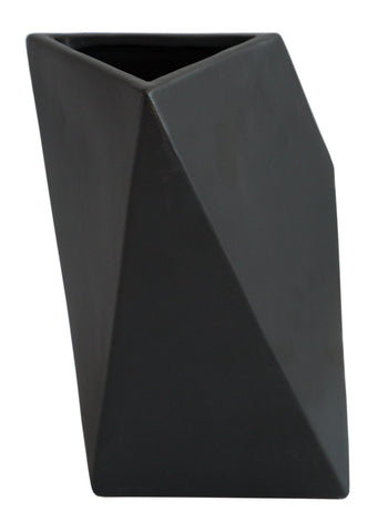Large Black Geometric Triangle Vase, Well Done Goods