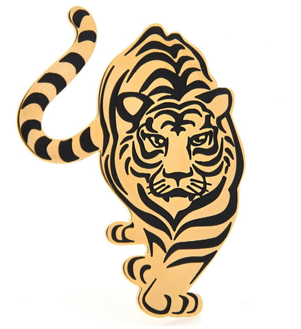 Creeping Tiger Mirror Shine Pin - Gold