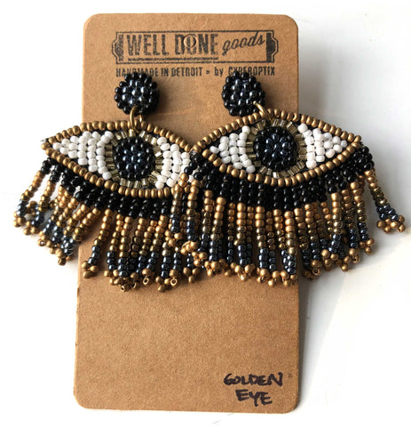 Evil Eye, Short Beaded Dangle Earrings