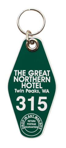 The Great Northern Hotel Motel Style Keychain Tag, Room 315, Green and White, by Well Done Goods