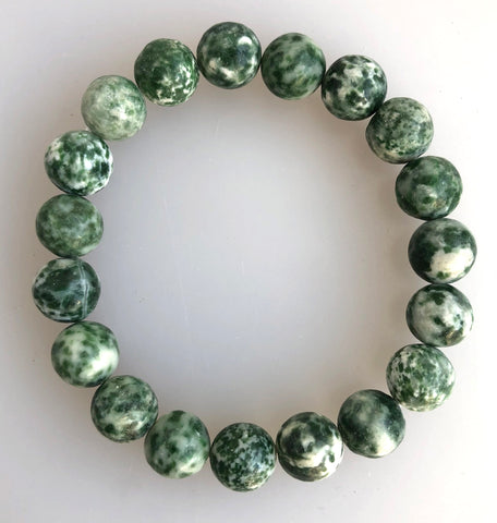 Green Spot Jasper Stone Bead Mala Bracelet