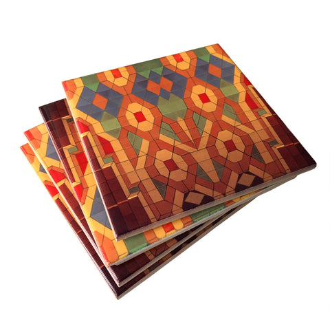 Guardian Building Ceiling Mosaic, Glossy Finish Drink Coaster, Well Done Goods