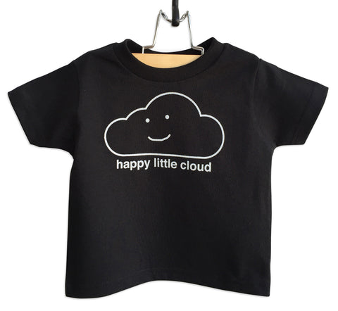 Happy Little Cloud Black Toddler T-Shirt, Well Done Goods