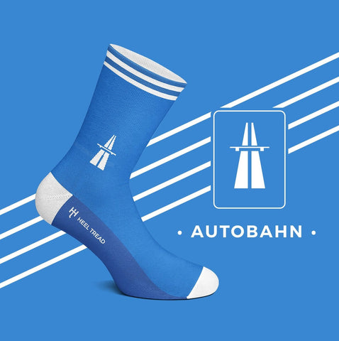 Autobahn Socks. Blue Seamless Knit Men's Socks, by Heel Tread