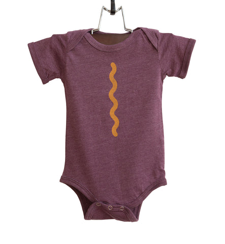 Hot Dog Mustard Stripe Baby Snapsuit, Well Done Goods