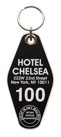 Hotel Chelsea, Motel Style Keychain Tag, Black and White, by Well Done Goods