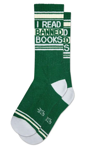 I Read Banned Books Ribbed Gym Socks, by Gumball Poodle. Made in USA!
