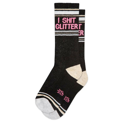 I Shit Glitter Ribbed Gym Socks. By Gumball Poodle, Made in USA!
