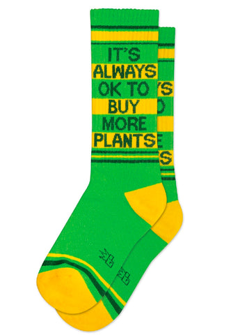 It's Always Ok to Buy More Plants, Ribbed Gym Socks. By Gumball Poodle, Made in USA!