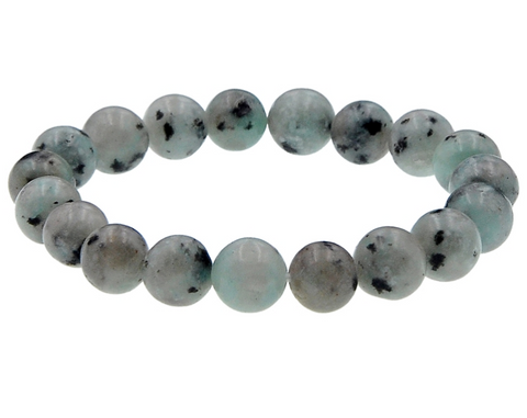 Kiwi Jasper Stone Bead Mala Bracelet