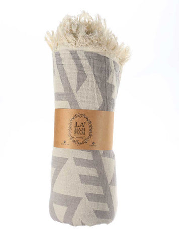 La'Hammam: Pure Cotton Peshtemal Turkish Beach Towel | Kilim, Grey