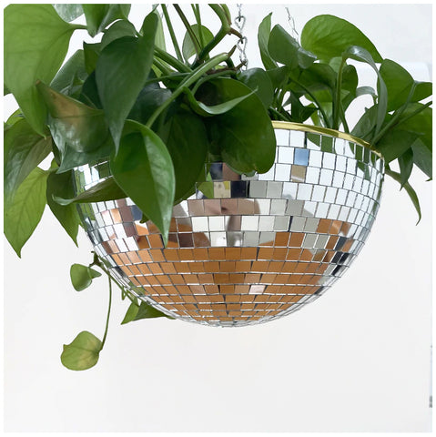 mirror plant pot Hanging Disco Ball Planters, Silver Mirror Ball Planter