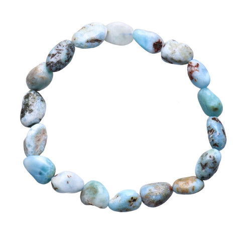 Larimar Freeform Stone Bead Bracelet, Chunky Stone Stretch Bracelet