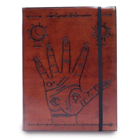 Large Palmistry Leather Notebooks, Veg Tanned 8"x6"