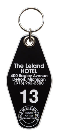 The Leland Hotel Keychain Tag, Black and White, by Well Done Goods
