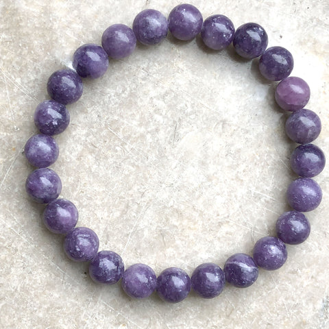 Lepidolite Stone Bead Mala Stretch Bracelet