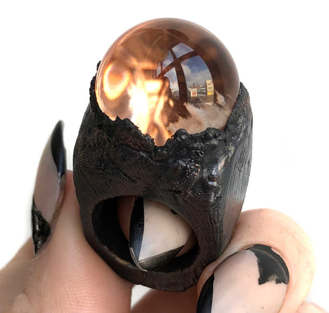 Ring with Morion Crystal 3138