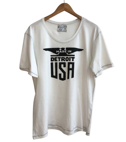 Made In Detroit USA T-Shirt, Ltd. Edition White w/Black Stitching. Well Done Goods
