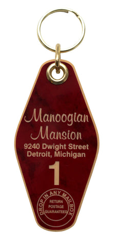 Manoogian Mansion Motel Style Keychain Tag, Red and Gold, by Well Done Goods