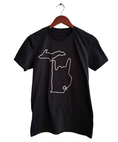 Metal Mitten: Michigan Outline T-Shirt