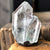 Twin Point Clear Quartz Crystal Ring, Thin Electroformed Copper Band