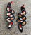 Multicolor Beaded Snake Earrings, Red, Gold, Black & White