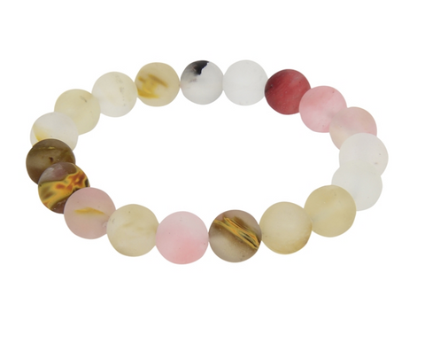 Mixed Quartz Stone Bead Mala Bracelet