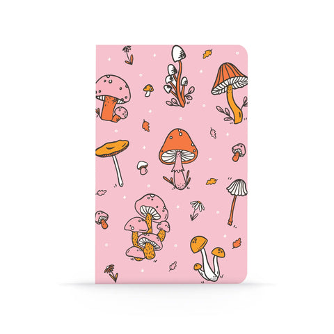 Pink Mushrooms Classic Layflat Notebook, by Denik