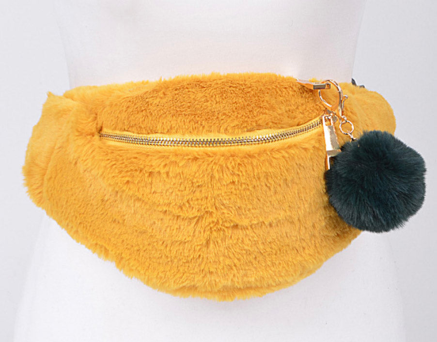Fuzzy Fanny Pack, Silky Faux Fur Waist Bag / Crossbody Bag. Lots